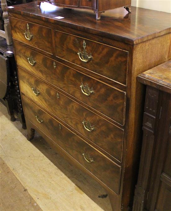 Regency mahogany chest of five drawers(-)